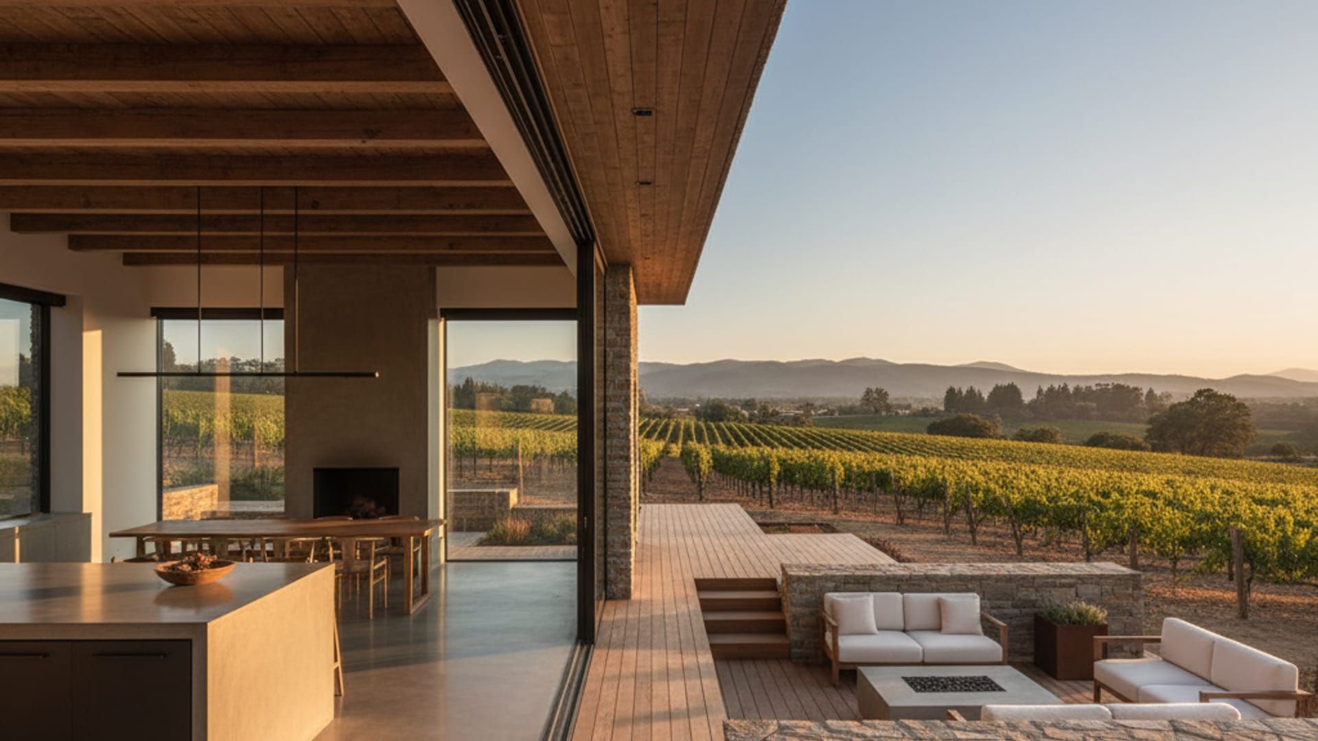 Luxury wine country home with indoor-outdoor living